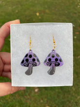 Load image into Gallery viewer, Small Purple &amp; Black Mushroom Earrings
