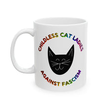 Load image into Gallery viewer, Childless Cat Ladies Against Fascism Mug
