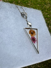 Load image into Gallery viewer, Orange &amp; Pink Floral Triangle Necklace
