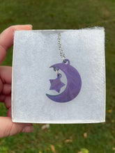 Load image into Gallery viewer, Blue Holographic Moon &amp; Star Necklace
