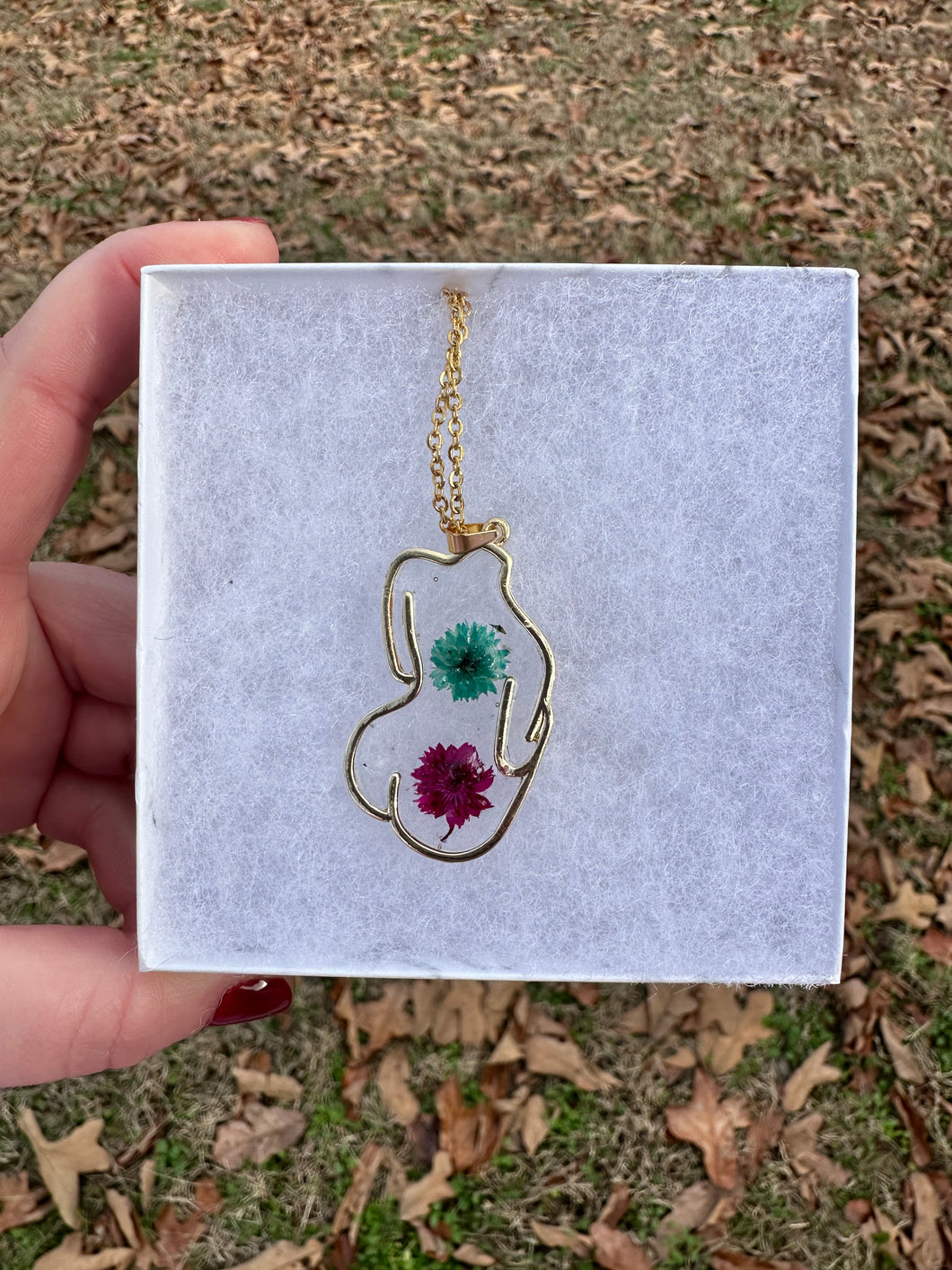 Turquoise & Burgundy Floral Body Necklace