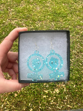 Load image into Gallery viewer, Light Blue Sparkly Feminist Earrings
