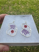 Load image into Gallery viewer, Purple &amp; Red Floral Body Earrings
