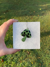 Load image into Gallery viewer, Green Sparkly Mushroom Necklace
