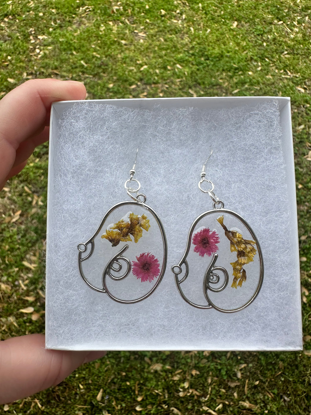 Pink & Yellow Floral Boob Earrings