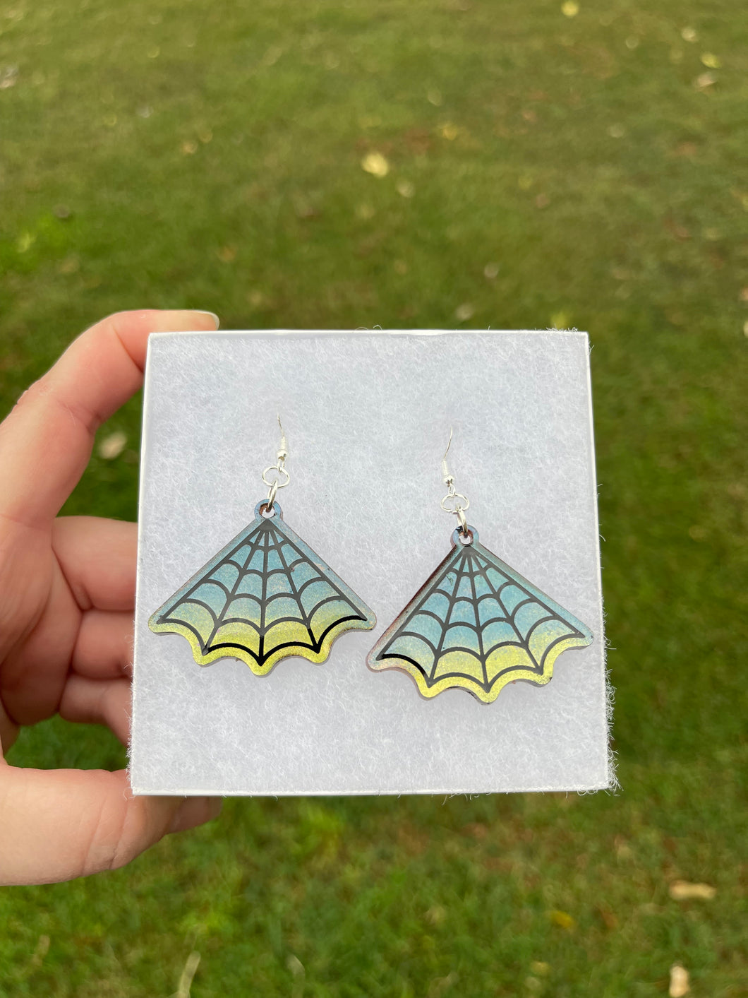 Blue & Green Spiderweb Earrings