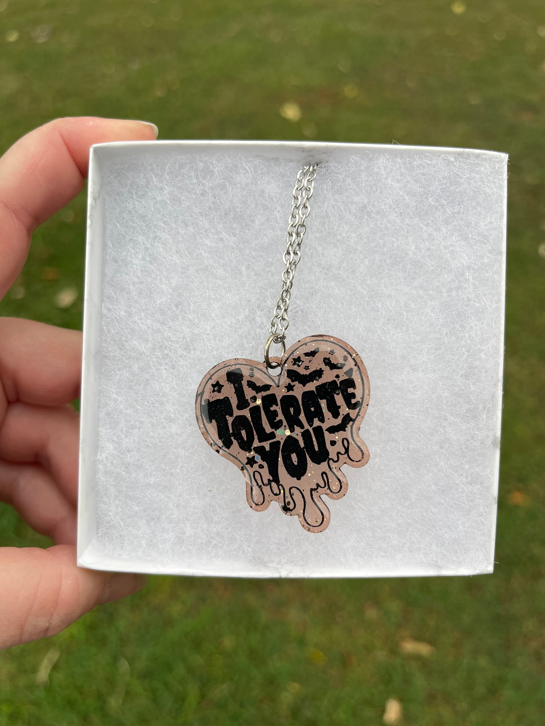 Grey & Black I Tolerate You Necklace
