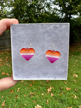 Load image into Gallery viewer, Lesbian Pride Heart Earrings
