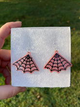 Load image into Gallery viewer, Pink Simmering Spiderweb Earrings
