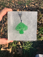 Load image into Gallery viewer, Green Sparkly Mushroom Necklace
