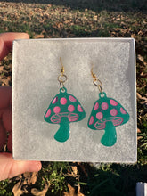 Load image into Gallery viewer, Green &amp; Pink Mushroom Earrings II
