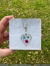 Load image into Gallery viewer, Blue, Pink, &amp; Green Floral Heart Necklace
