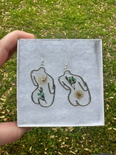 Load image into Gallery viewer, Light Blue &amp; White Floral Body Earrings
