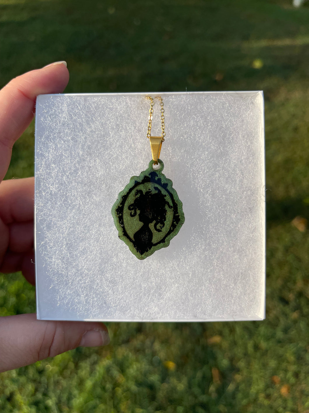 Green Medusa Silhouette Necklace