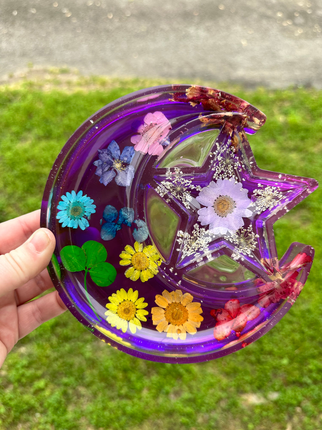 Rainbow Floral Crescent Moon & Star Catch-All Tray