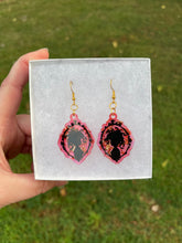 Load image into Gallery viewer, Pink &amp; Gold Medusa Silhouette Earrings
