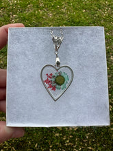 Load image into Gallery viewer, Red &amp; Blue Floral Heart Necklace
