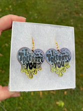 Load image into Gallery viewer, Blue &amp; Green I Tolerate You Earrings
