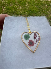 Load image into Gallery viewer, Green, Purple, &amp; Red Floral Heart Necklace
