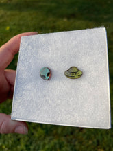 Load image into Gallery viewer, Blue &amp; Green Alien &amp; UFO Earrings
