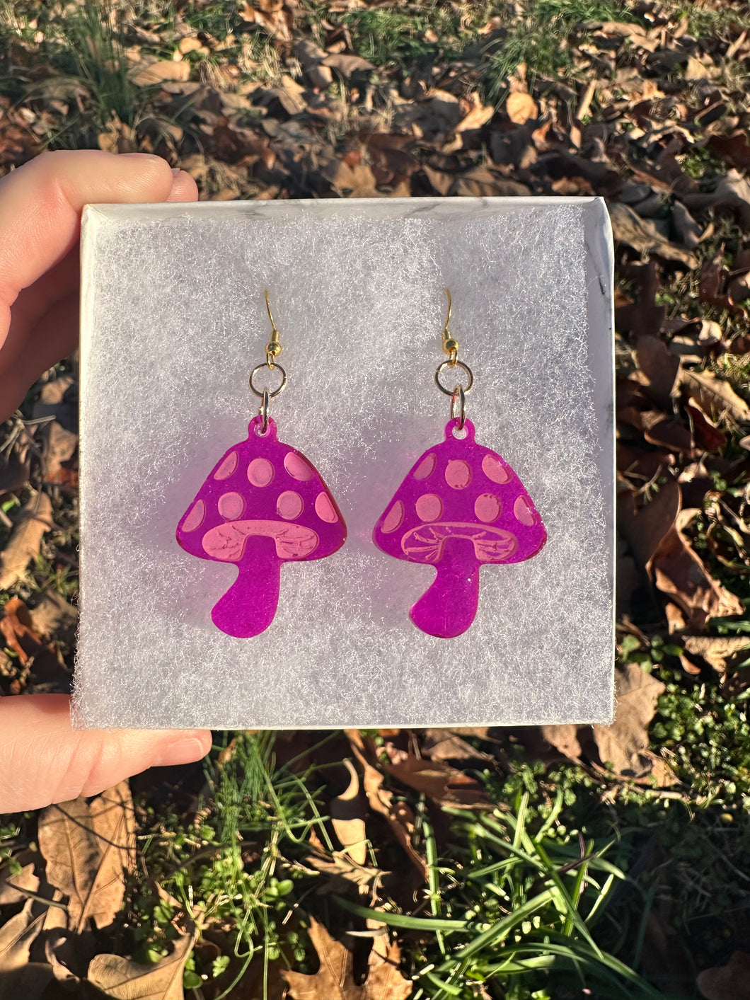 Pink Mushroom Earrings II