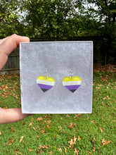 Load image into Gallery viewer, Nonbinary Pride Heart Earrings
