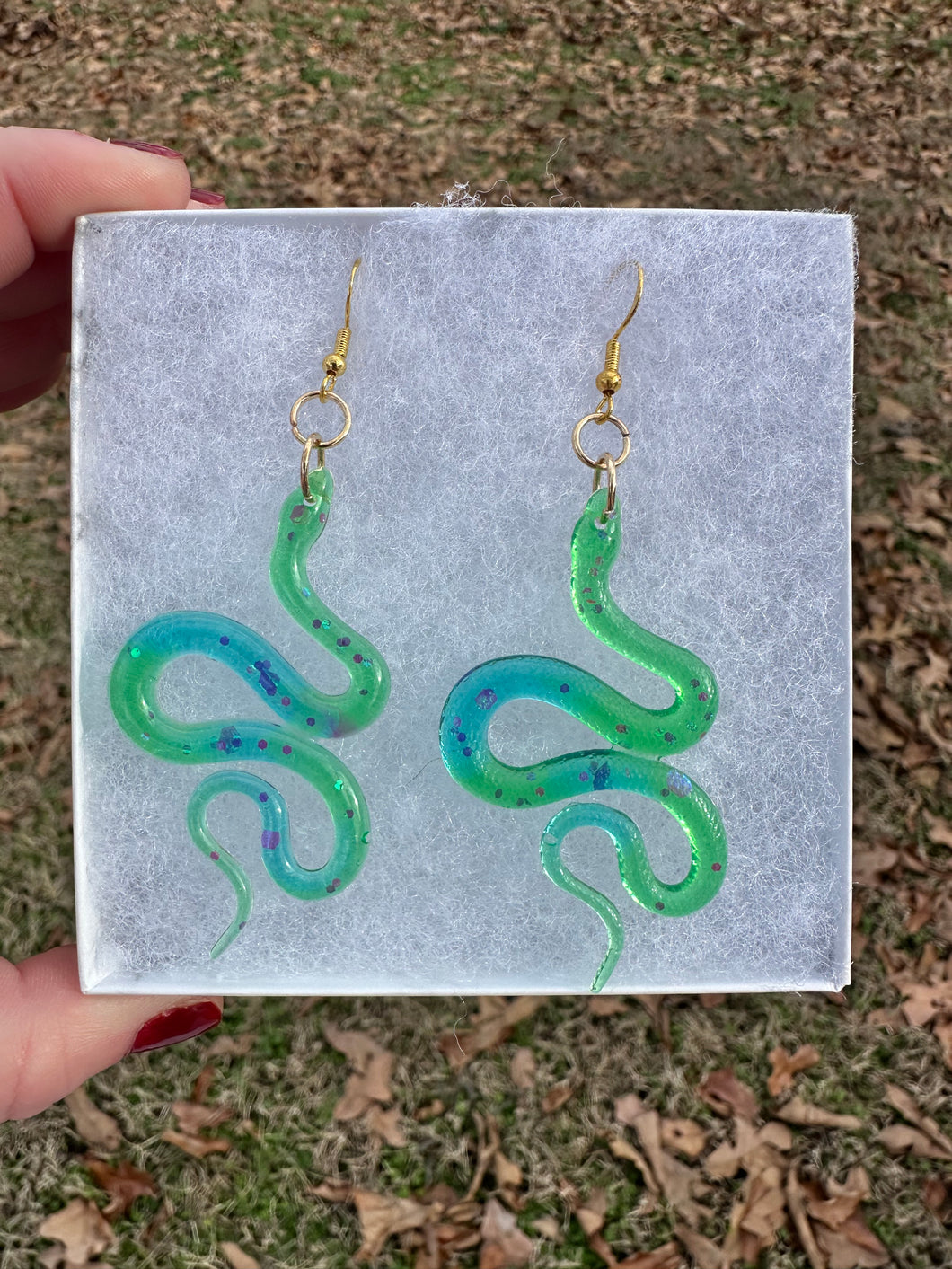 Blue & Green Snake Earrings