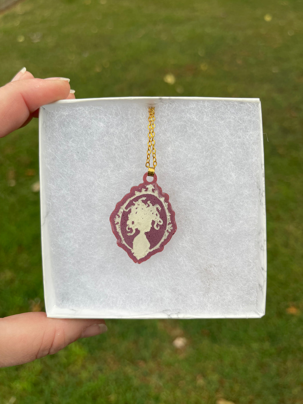 Purple Medusa Silhouette Necklace