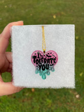 Load image into Gallery viewer, Pink &amp; Teal I Tolerate You Necklace
