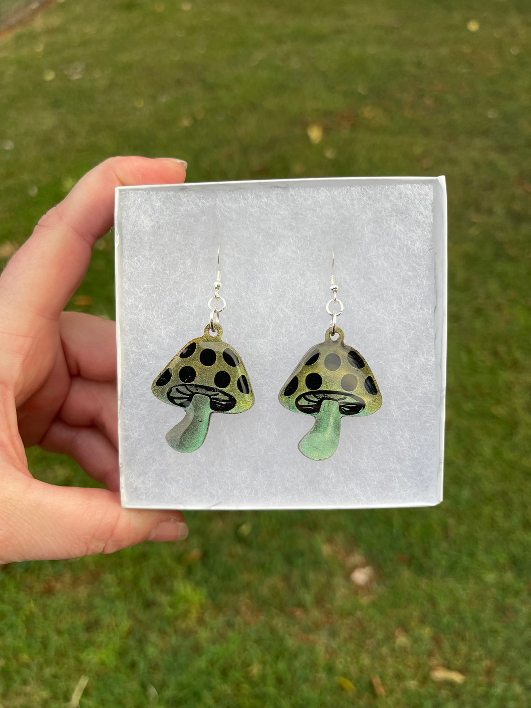 Small Green Mushroom Earrings