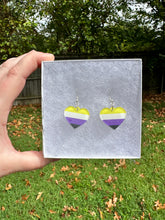 Load image into Gallery viewer, Nonbinary Pride Heart Earrings
