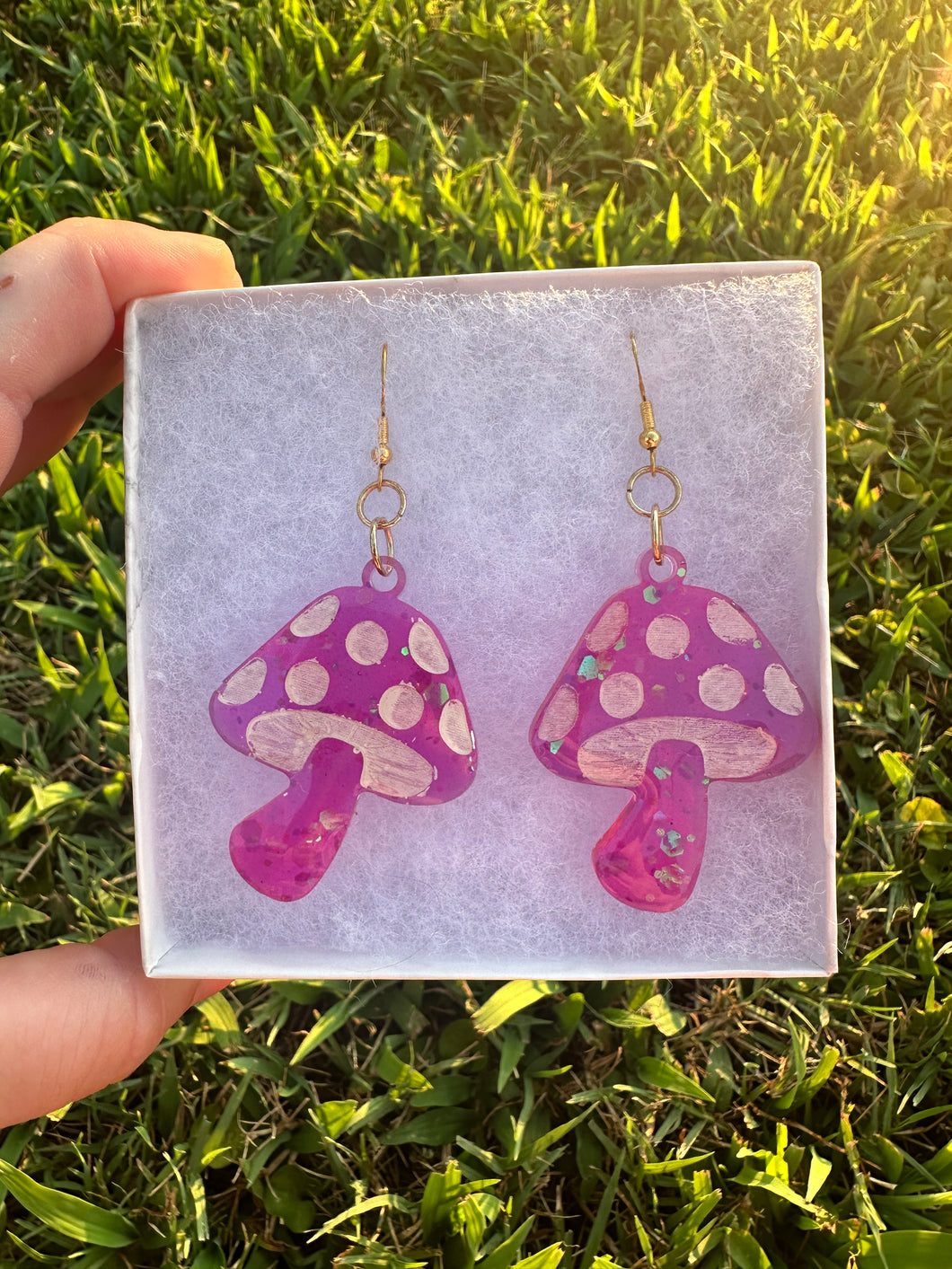 Pink Mushroom Earrings