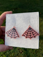 Load image into Gallery viewer, Pink Simmering Spiderweb Earrings
