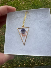 Load image into Gallery viewer, Orange &amp; Purple Floral Triangle Necklace
