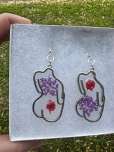 Load image into Gallery viewer, Purple &amp; Red Floral Body Earrings
