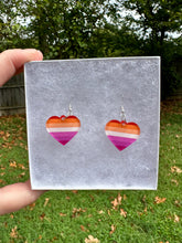 Load image into Gallery viewer, Lesbian Pride Heart Earrings
