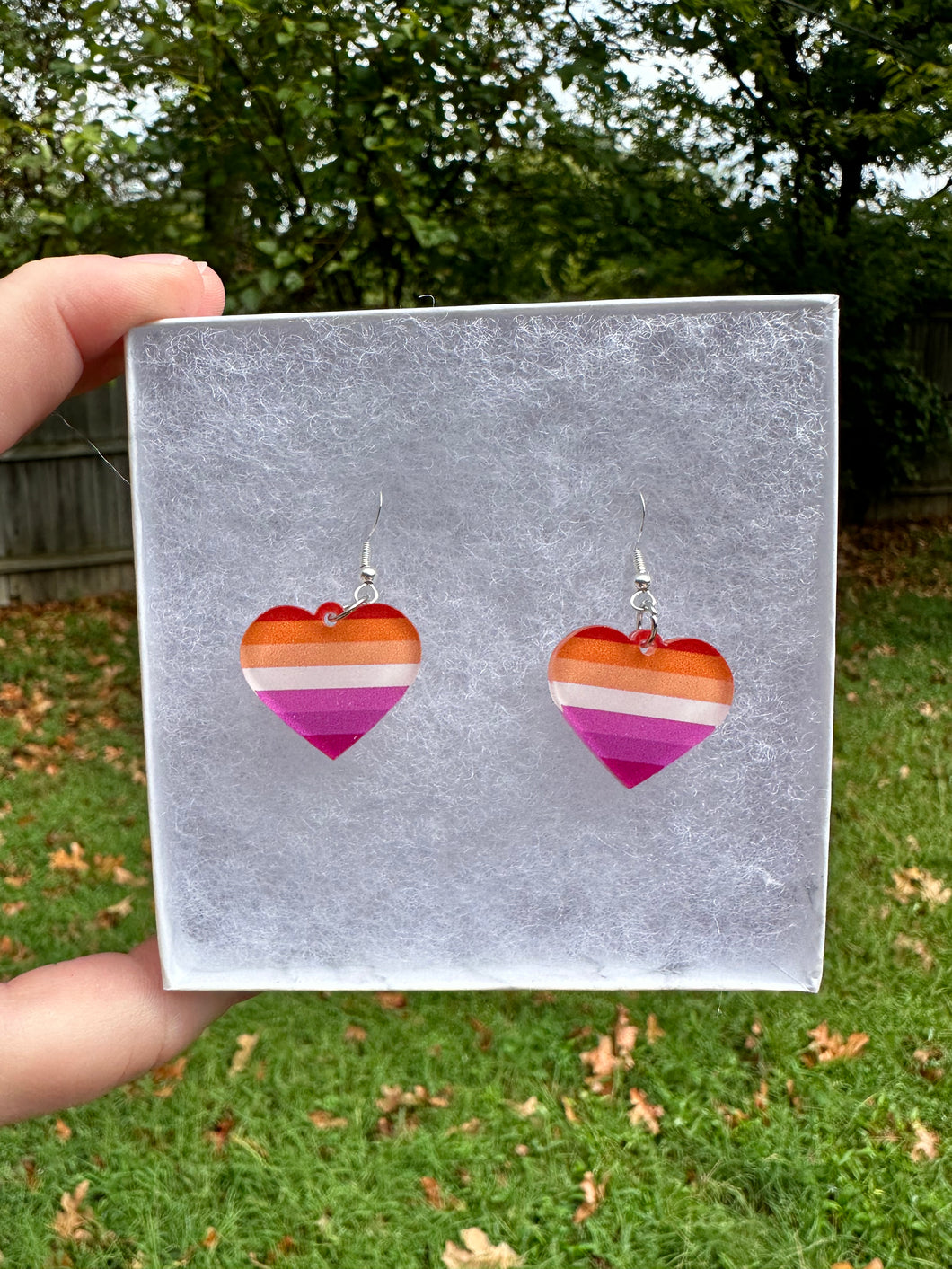 Lesbian Pride Heart Earrings