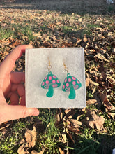 Load image into Gallery viewer, Green &amp; Pink Mushroom Earrings II
