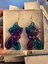 Load image into Gallery viewer, Purple &amp; Teal Cloudy Goddess Earrings
