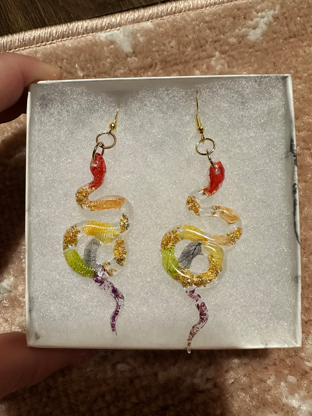 Rainbow Floral Snake Earrings