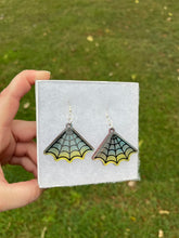Load image into Gallery viewer, Blue &amp; Green Spiderweb Earrings
