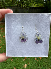 Load image into Gallery viewer, Violet Purple Floral Teardrop Earrings
