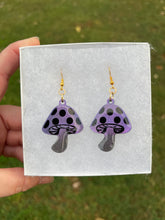 Load image into Gallery viewer, Small Purple &amp; Black Mushroom Earrings
