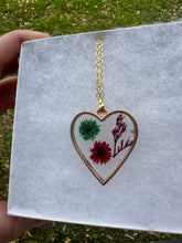 Load image into Gallery viewer, Green, Purple, &amp; Red Floral Heart Necklace
