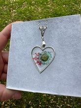 Load image into Gallery viewer, Red &amp; Blue Floral Heart Necklace
