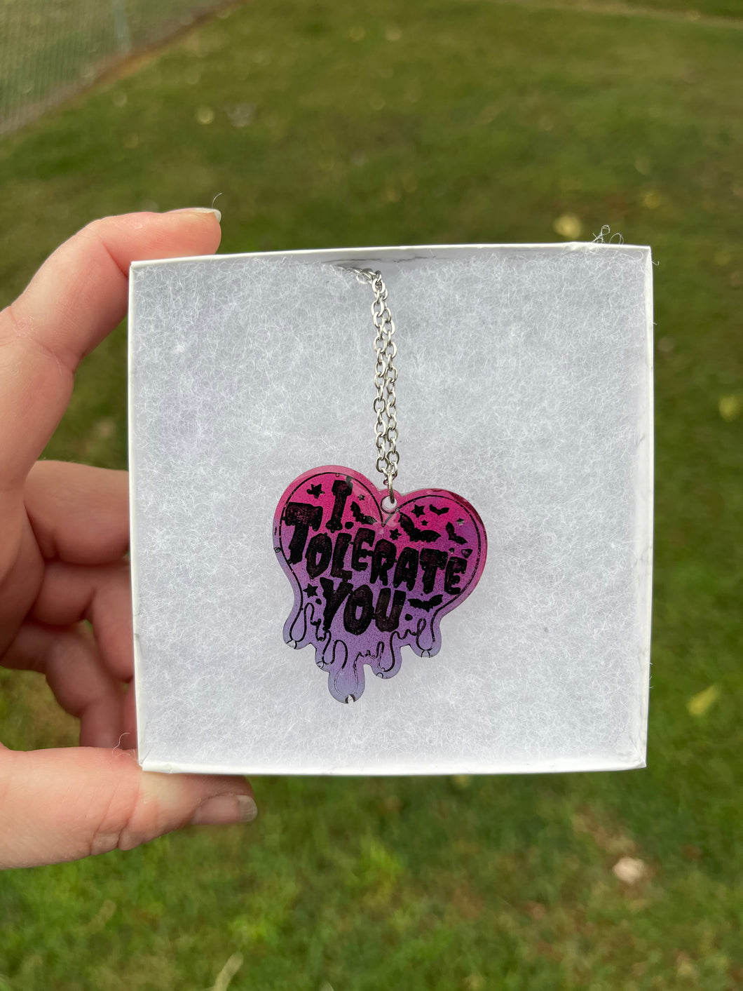 Pink & Purple I Tolerate You Necklace