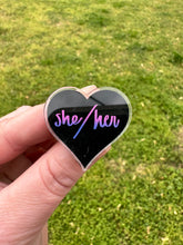 Load image into Gallery viewer, She / Her Pronoun Heart Pin
