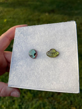 Load image into Gallery viewer, Blue &amp; Green Alien &amp; UFO Earrings
