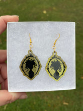 Load image into Gallery viewer, Green &amp; Gold Medusa Silhouette Earrings
