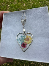 Load image into Gallery viewer, Pink, Yellow, &amp; Blue Floral Heart Necklace
